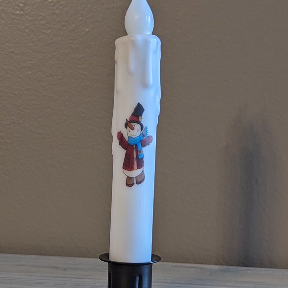 Candle Hand-Dipped Snowman with Scarf White - Picture 4 of 4